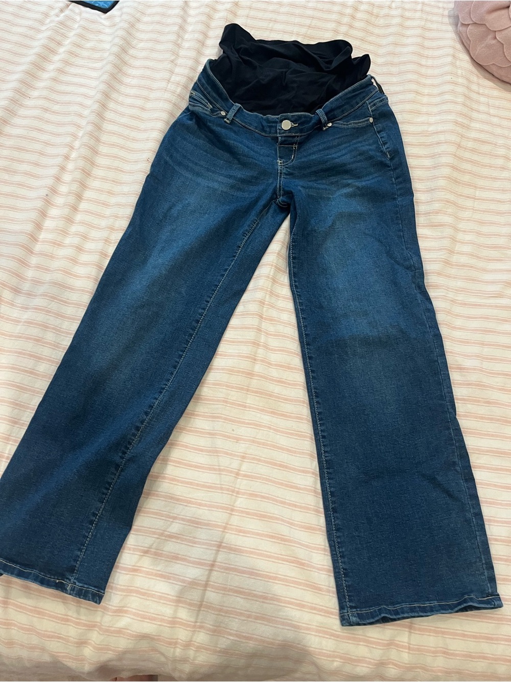 Dark Blue Women's Maternity Jeans with Stretch Panel